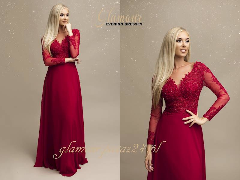 LACE SUKIENKA WIŚNIA