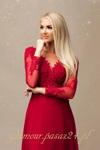 LACE SUKIENKA WIŚNIA