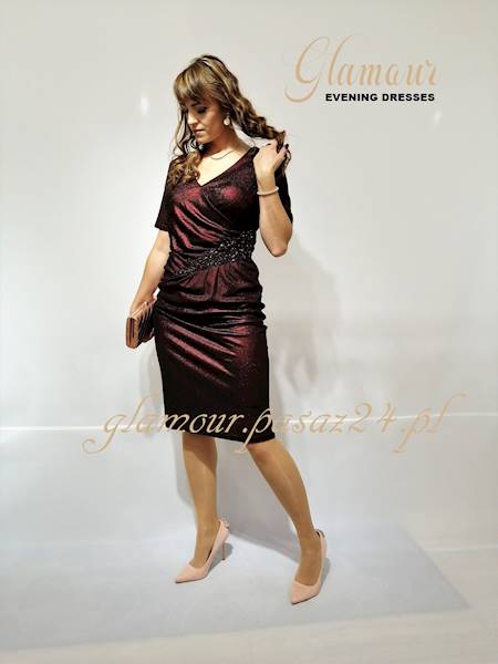 Izmir Bordowa sukienka Plus Size
