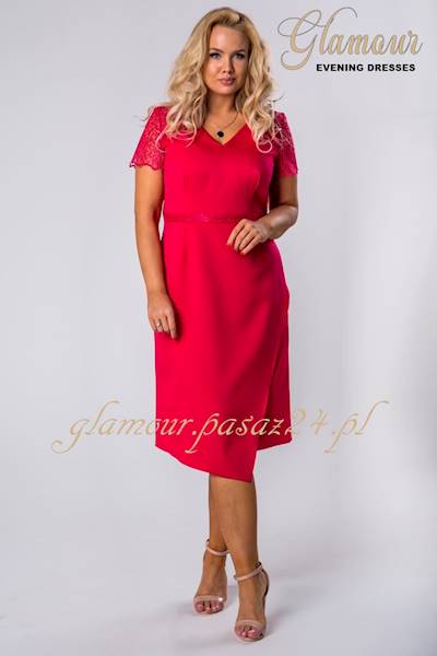 Megan wizytowa w kolorze Malinowym Plus Size