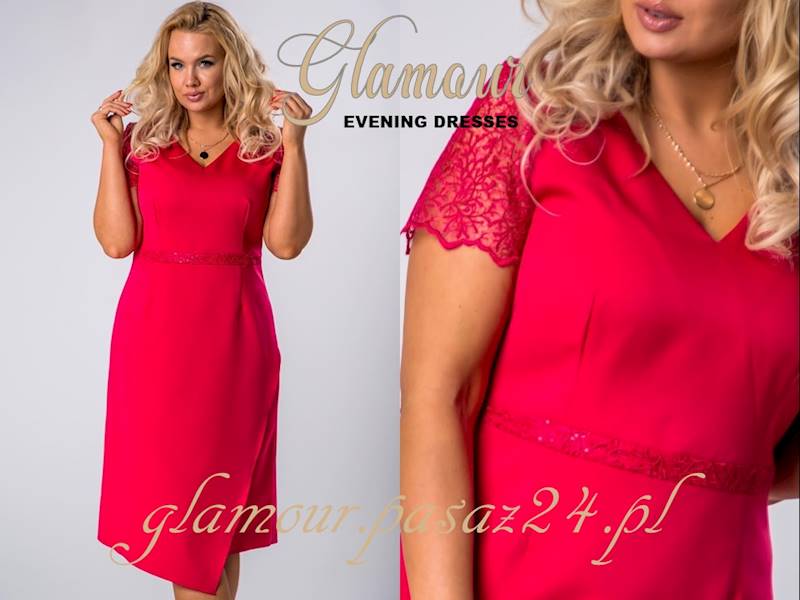 Megan wizytowa w kolorze Malinowym Plus Size