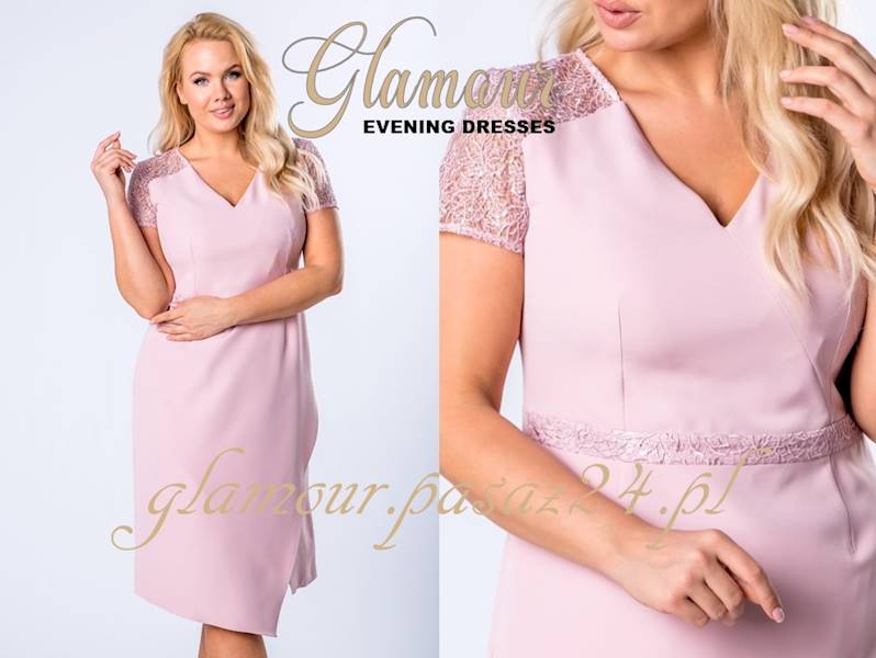 Megan wizytowa w kolorze brudnego różu Plus Size