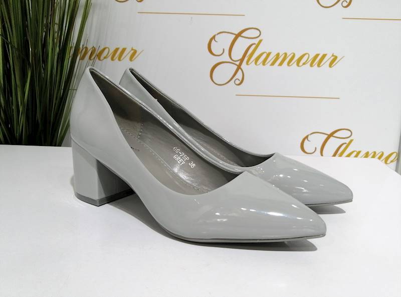 Klasyczne damskie czółenka na słupku GREY