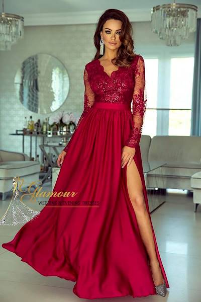 LUNA SUKIENKA MAXI Neonowe Bordo
