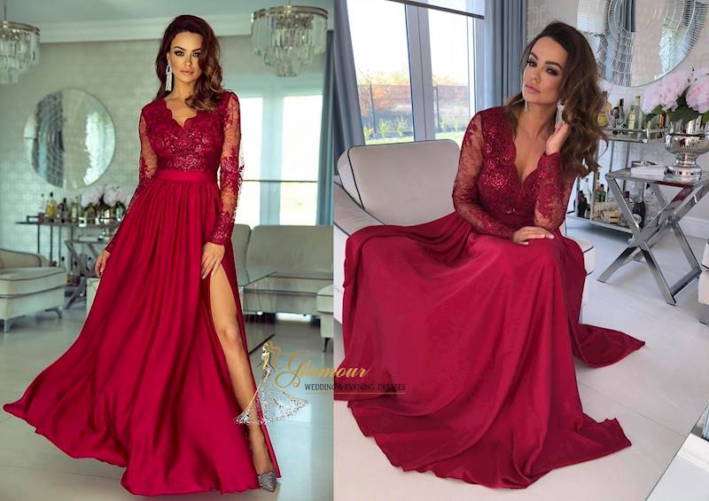 LUNA SUKIENKA MAXI Neonowe Bordo
