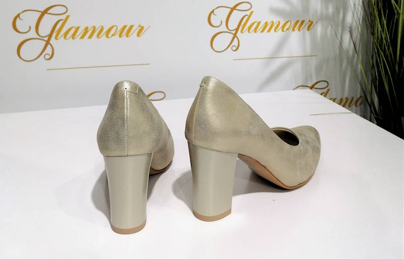 Czółenko Perła złota obcas 8 cm