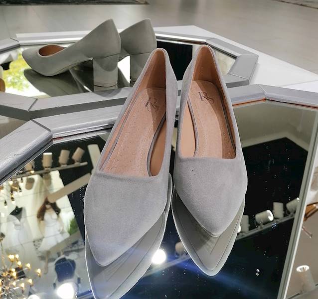 Czółenko Damskie GREY obcas 6 cm zamsz