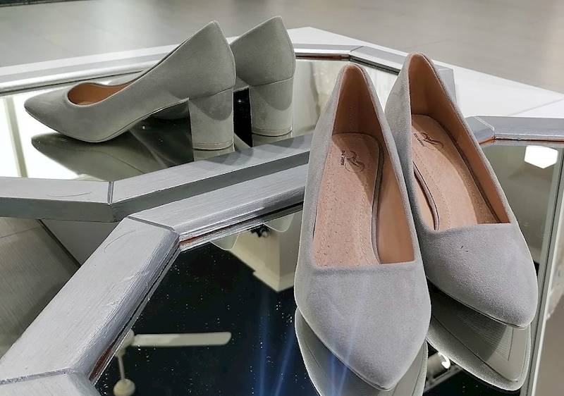 Czółenko Damskie GREY obcas 6 cm zamsz