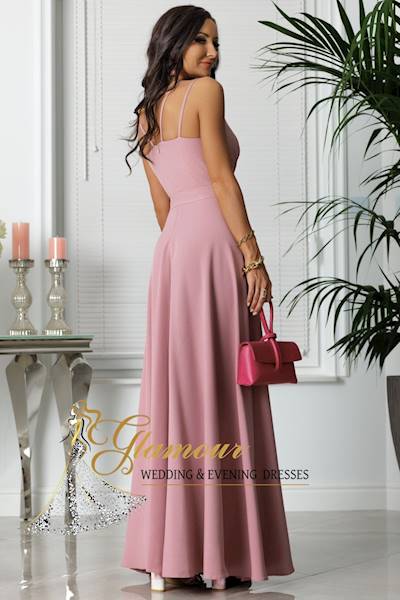 Sukienka Maxi PARIS Gładka / Pudrowy Róż