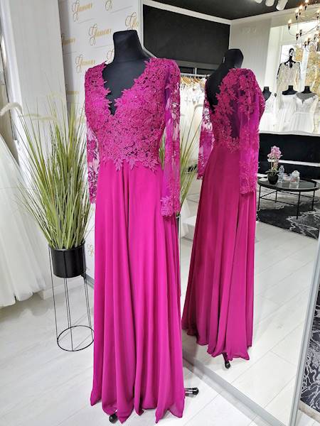 DIVA FASHION Suknia Plus Size Amarant długi rękaw