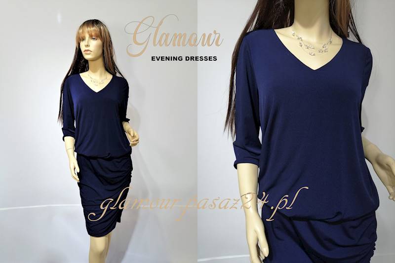 Araukaria sukienka Plus Size Granatowa
