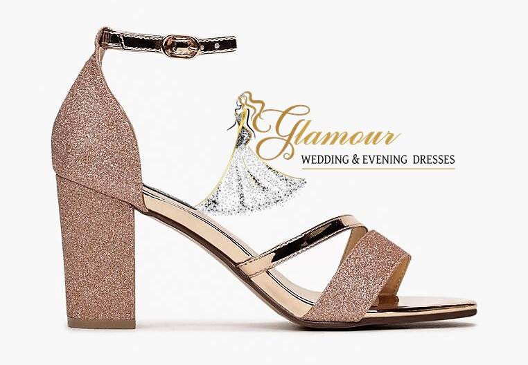 Sandały na słupku szampan  QUEN1-122