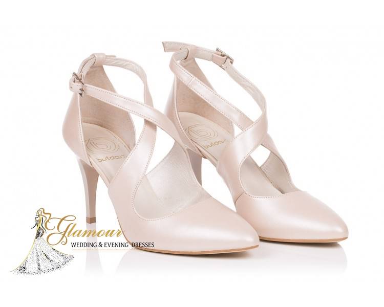 BUTY ŚLUBNE XENA PERŁOWE BEŻOWE TANECZNE