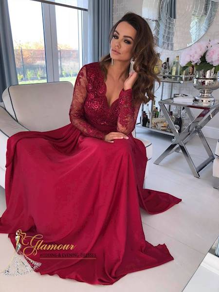 LUNA SUKIENKA MAXI Neonowe Bordo