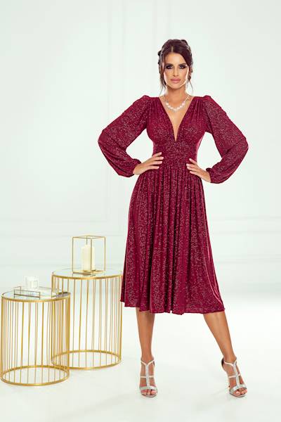 KLARA sukienka Burgund brokat