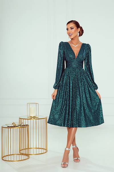 KLARA sukienka Morski  brokat