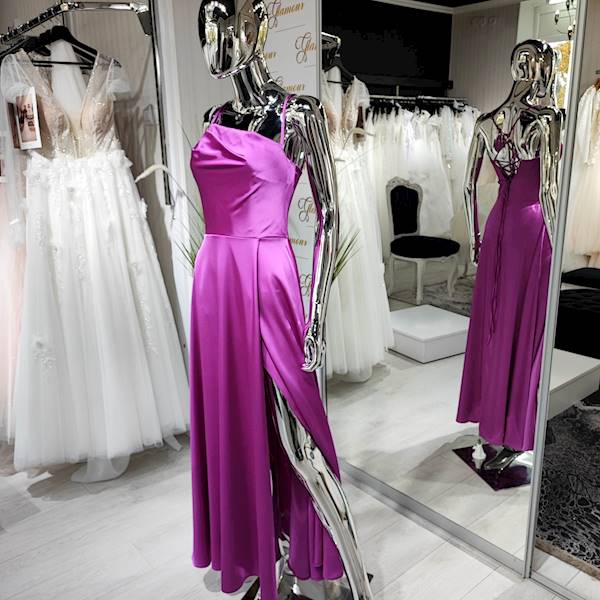 Satynowa suknia w kolorze Fuksji Elit Look165