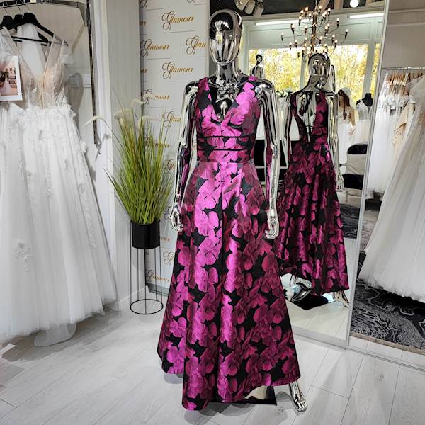 Sukienka Maxi z tafty wzór kwiatowy Elit Look