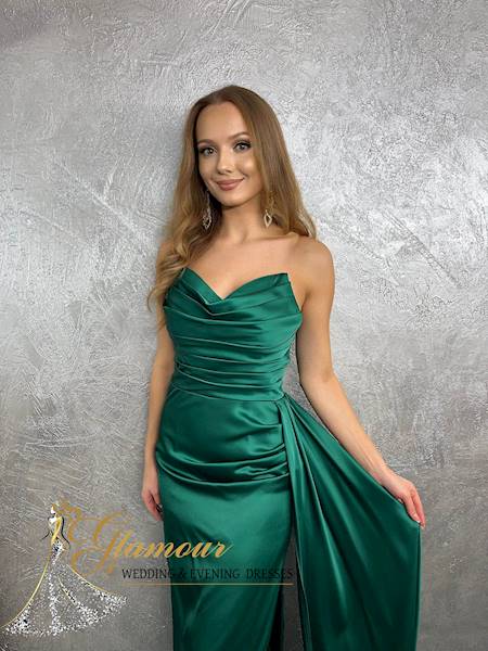 Julita zielona sukienka satyna