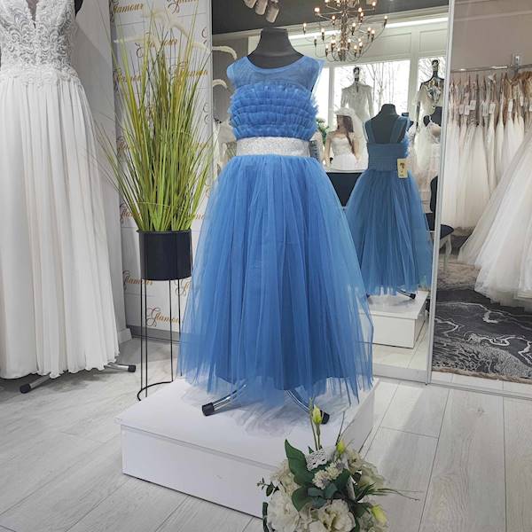 Leyla sukienka tiulowa w kolorze Jeans