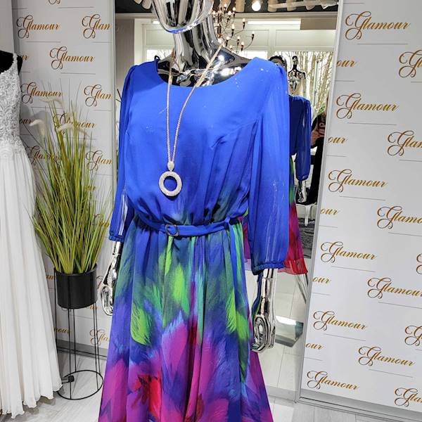 SYLWIA sukienka w odcieniach chabru Plus Size