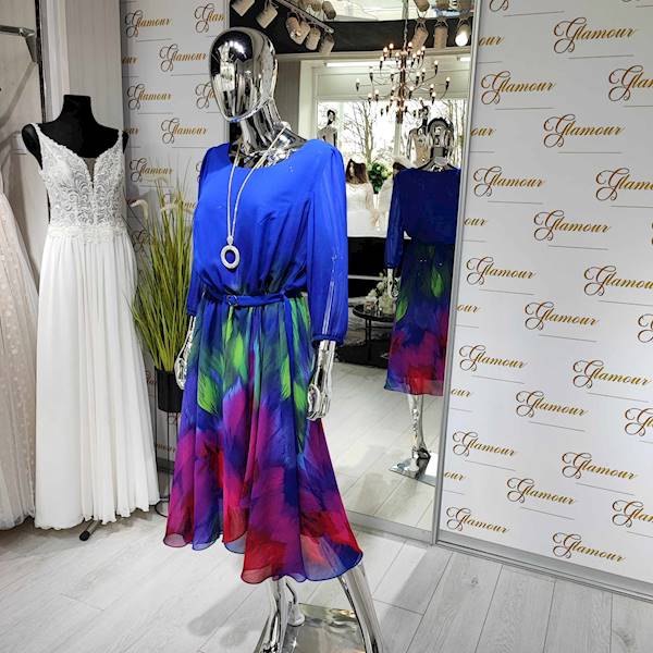 SYLWIA sukienka w odcieniach chabru Plus Size