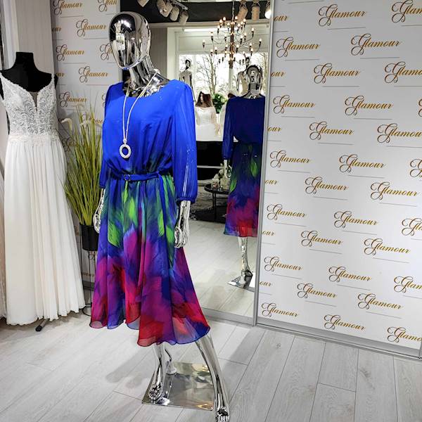 SYLWIA sukienka w odcieniach chabru Plus Size