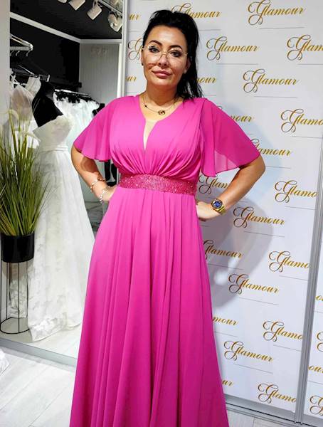 ROSE – SZYFONOWA SUKIENKA MAXI Fuksja