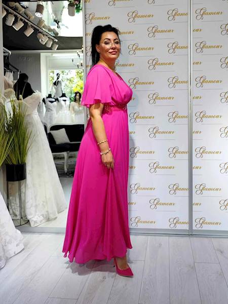 ROSE – SZYFONOWA SUKIENKA MAXI Fuksja
