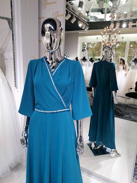 Sukienka na wesele maxi ELIT LOOK 9061 Morski