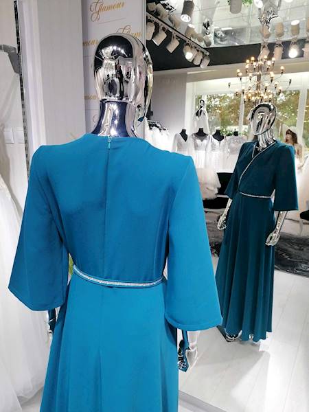 Sukienka na wesele maxi ELIT LOOK 9061 Morski