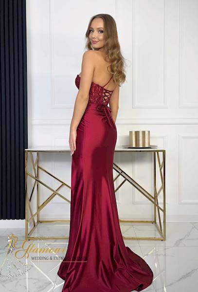 MONA  suknia gorsetowa premium Burgund
