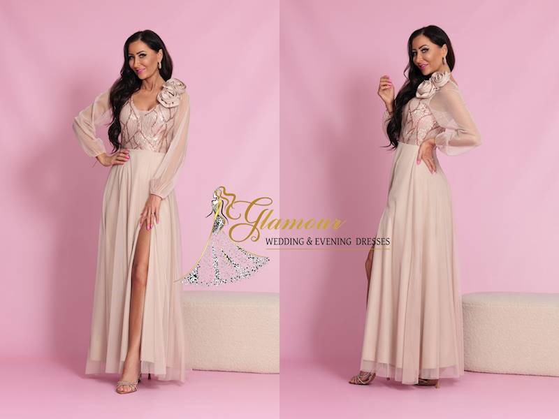 Sukienka maxi STELLA / Beżowy
