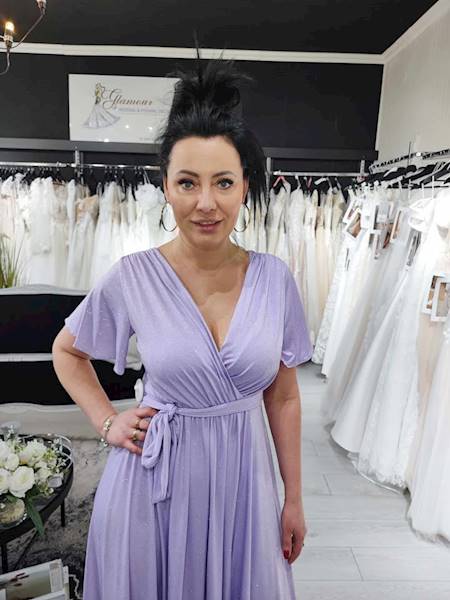 Sukienka maxi BELLA brokat / Lilac