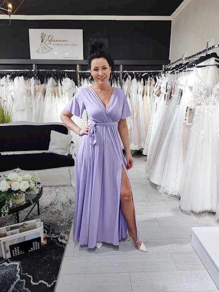 Sukienka maxi BELLA brokat / Lilac