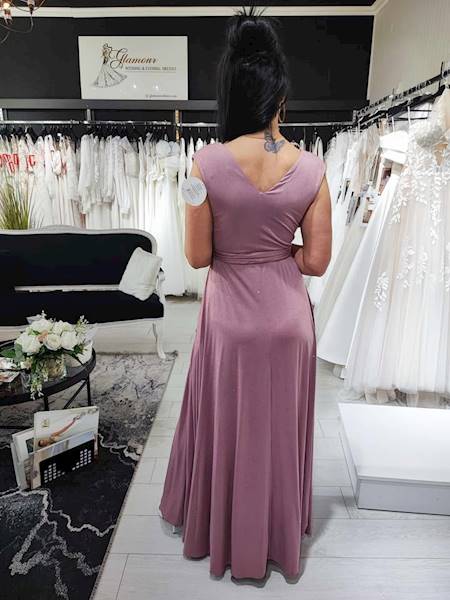 SALMA Sukienka Długa Wrzosowa z poświatą