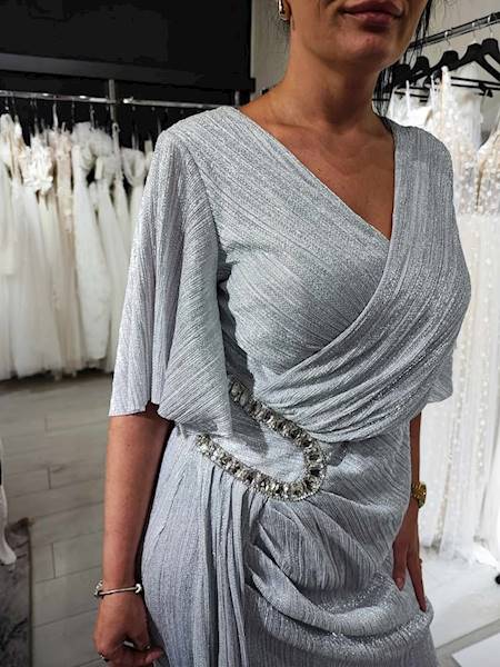 ALLANA  suknia CUPPER   Plus Size Srebro