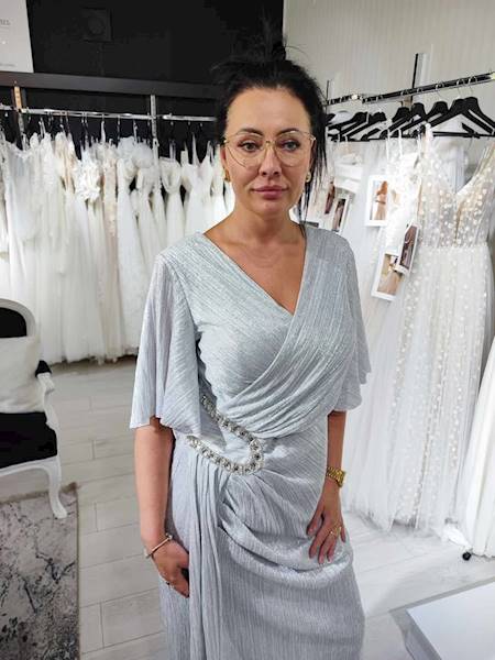 ALLANA  suknia CUPPER   Plus Size Srebro