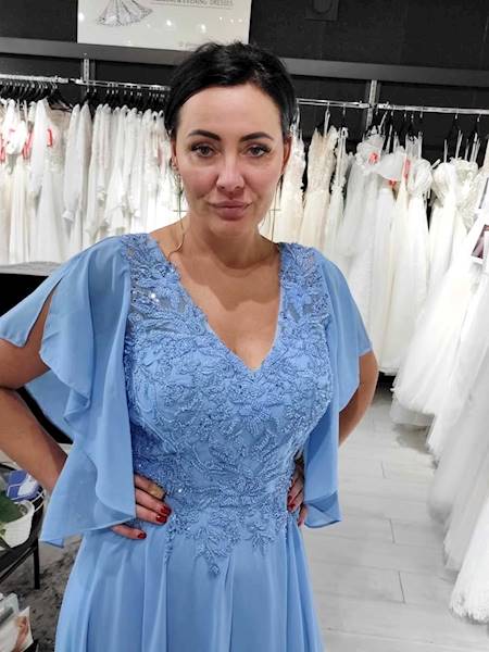 AALI  Suknia Plus Size  RĘKAW 3/4 w kolorze Blue