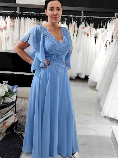 AALI  Suknia Plus Size  RĘKAW 3/4 w kolorze Blue
