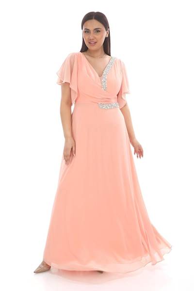 MIRAY  suknia CUPPER Brzoskwinia  Plus Size