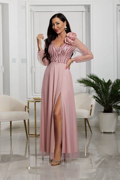 Sukienka maxi STELLA Pudrowy Róż