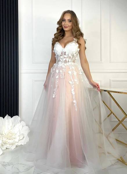 ARINA  suknia ślubna w kolorze biało różowym