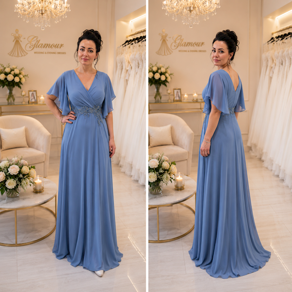 „Blue Harmony” – Jeansowa Suknia Maxi