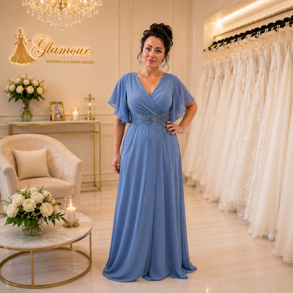 „Blue Harmony” – Jeansowa Suknia Maxi