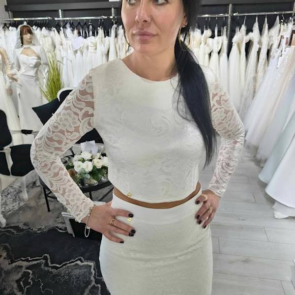 Bianca Midi komplet koronkowy ecru