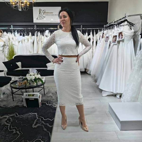 Bianca Midi komplet koronkowy ecru