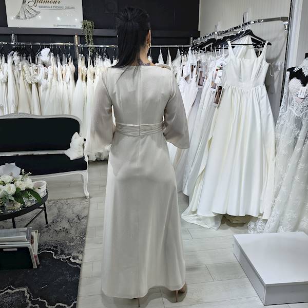 IRENA sukienka szyfonowa  beż błysk