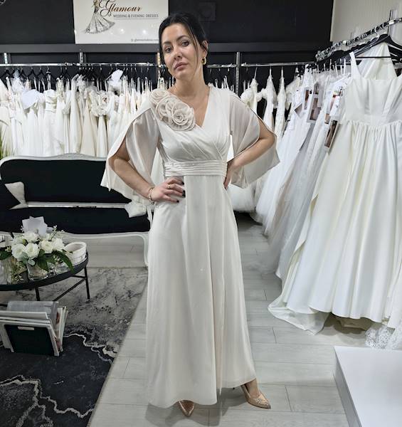 IRENA sukienka szyfonowa  beż błysk