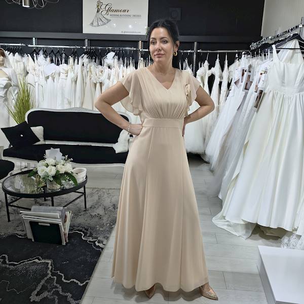 LUNA BEIGE sukienka szyfonowa